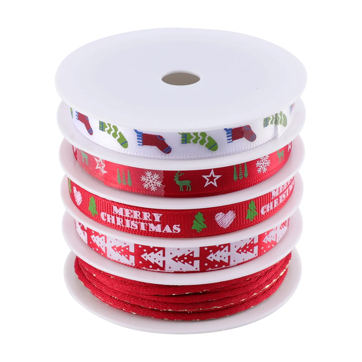 

5 Rolls Holiday Ribbons Christmas Polyester Ribbons Christmas Decorative Ribbon Holiday Ribbon Christmas Tree Bows