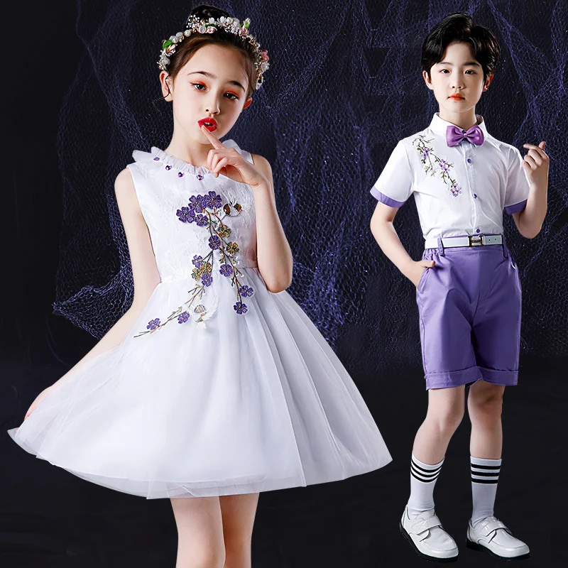 

Детская одежда для хора и выступлений летняя Пышная юбка для девочек платье для хора