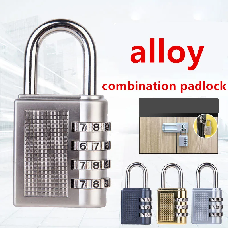 4 Digit Zinc Alloy Combination Lock Padlock Luggage Anti-theft Weatherproof Security Outdoor Gym Safely Code Door Lock Black