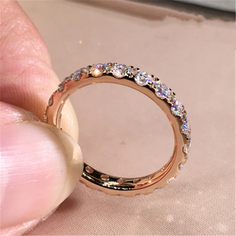 

New Simple Stylish Round Band Ring for Women Micro Paved Cubic Zirconia Stone Daily Collocation Girls Ring Statement Jewelry
