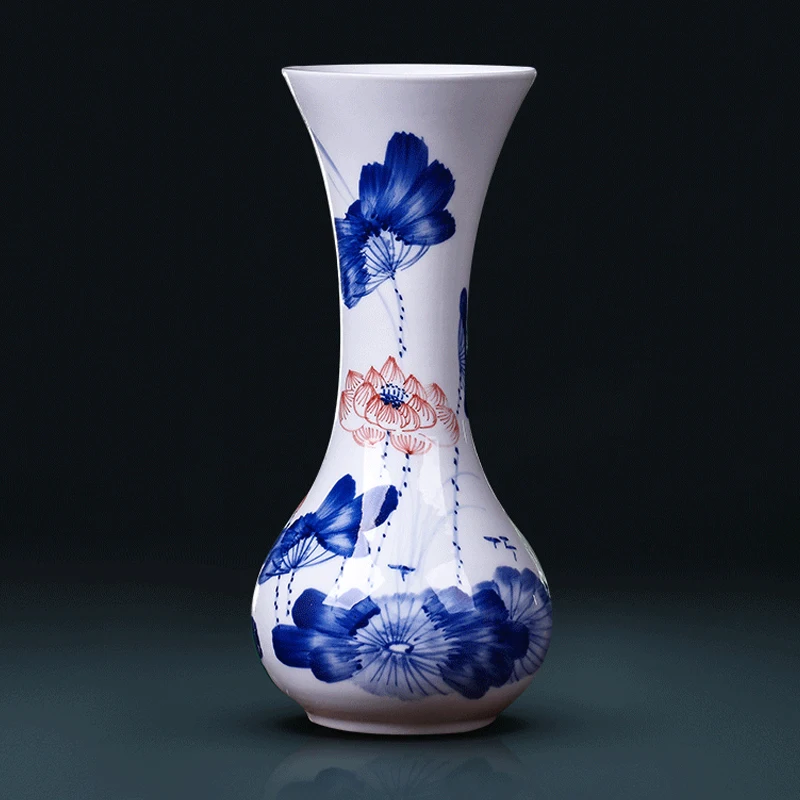 Jingdezhen Ceramic hand-painted blue and white porcelain small vase flower arrangement new Chinese home living room decoration