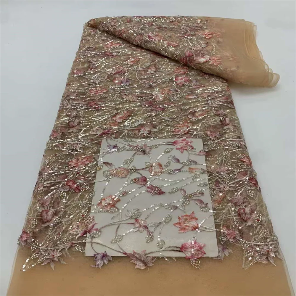 Африканская сетчатая кружевная ткань с блестками 2024 Высококачественная