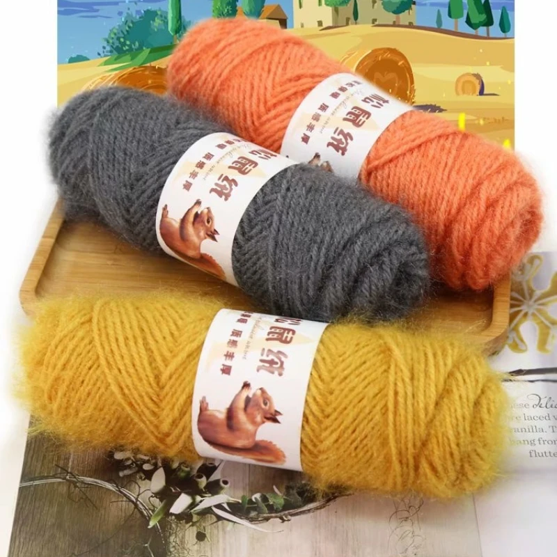 

5pcs 75g/ball Squirrel Wool Mohair Australian Wool Hand Woven Scarf Hat Coat Baby Yarn for Knitting Wool Yarn