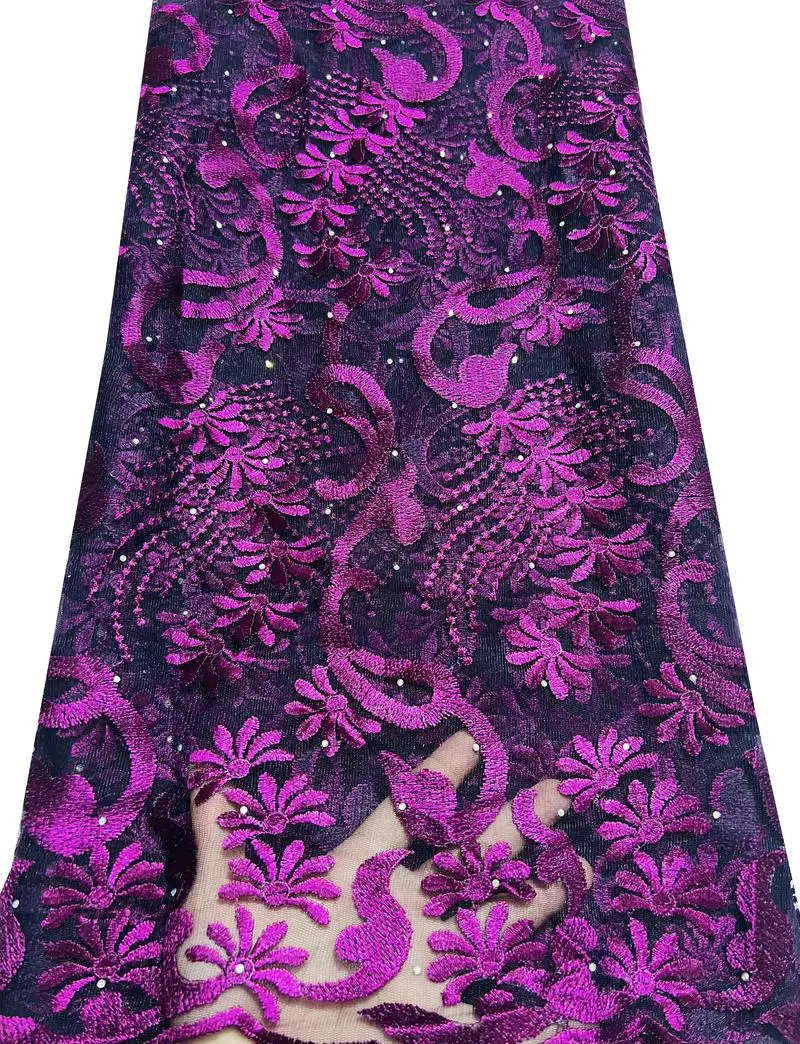 Французский кружевной материал 2023 года с вышивкой, сетчатый тюль высокого качества, нигерийский розовый WLY112.