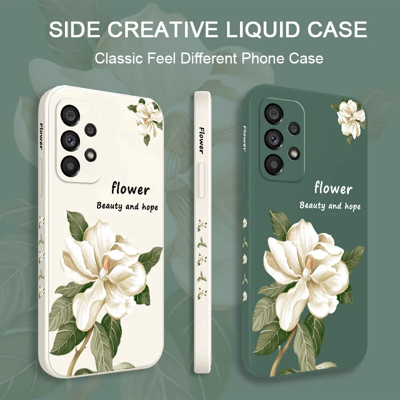 Чехол с цветами магнолии для Samsung Galaxy A73 A53 A33 A23 A13 A03 A72 A52 A52S A32 A22 A12 A02 A02S A71 A51 A31 A21S 4G 5G