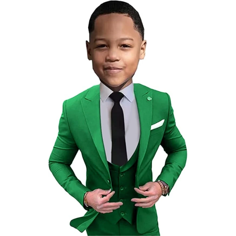 

Boys Suits for Wedding Party 3 Piece Kids Tuxedo Jacket Pants Vest Children Blazer Slim Custom Outfit Clothes 2023