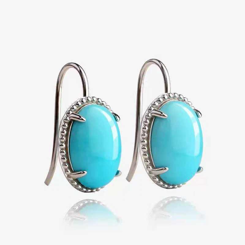 

New Retro Ethnic Turquoise Ear Hook Earrings Female Rose Gold Blue Gemstone Earrings Simple Niche Earrings Accessories Gift