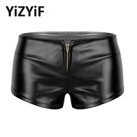 womens pole dance rave shorts shiny metallic patent leather front zipper high waisted rave booty shorts briefs fashion clubwear