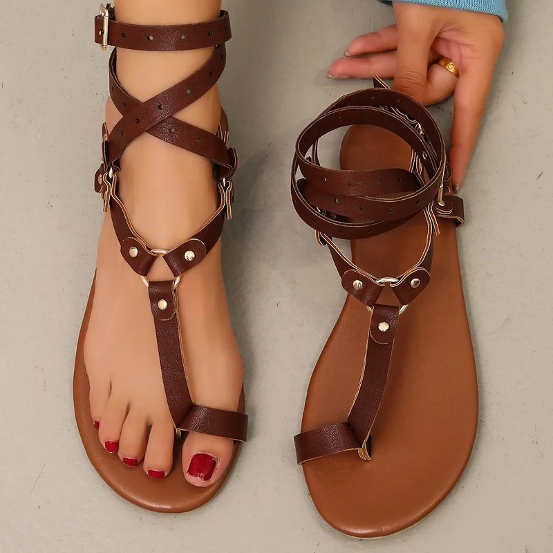 

Sandals Women's New 2022 Spring and Summer Women's Solid Color Thong Flat Sandals Large Size Casual Women's Shoes