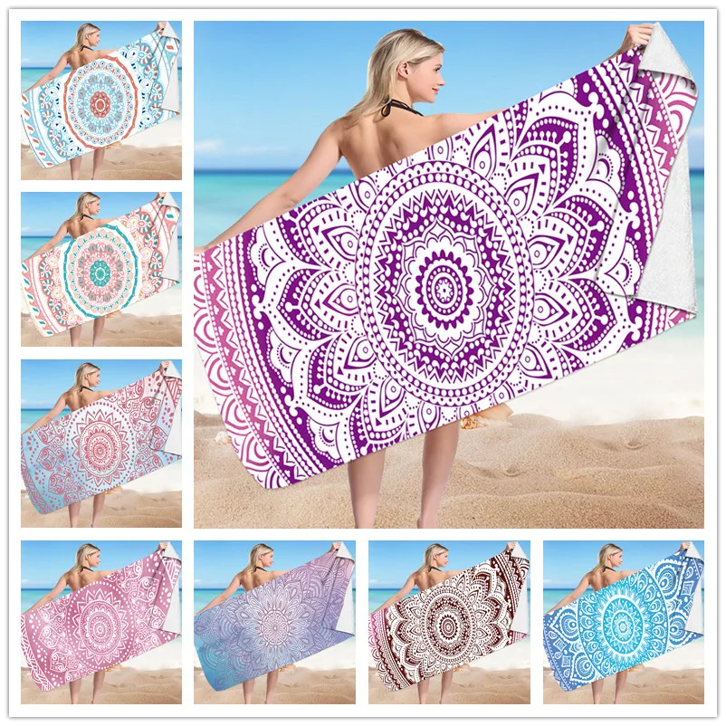 

Mandala Sandy Beach Microfiber Pool Beach Towel Portable Quick Fast Dry Sand Outdoor Flowers Travel Swim Blanket Yoga Mat