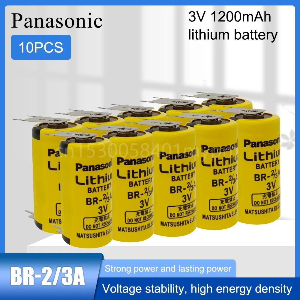 

10PCS Original Panasonic BR-2/3A BR2/3A BR-2/3 17335 3V 1200mAh Lithium Batteries with 2 Pins FANUC PLC for Electric Meters