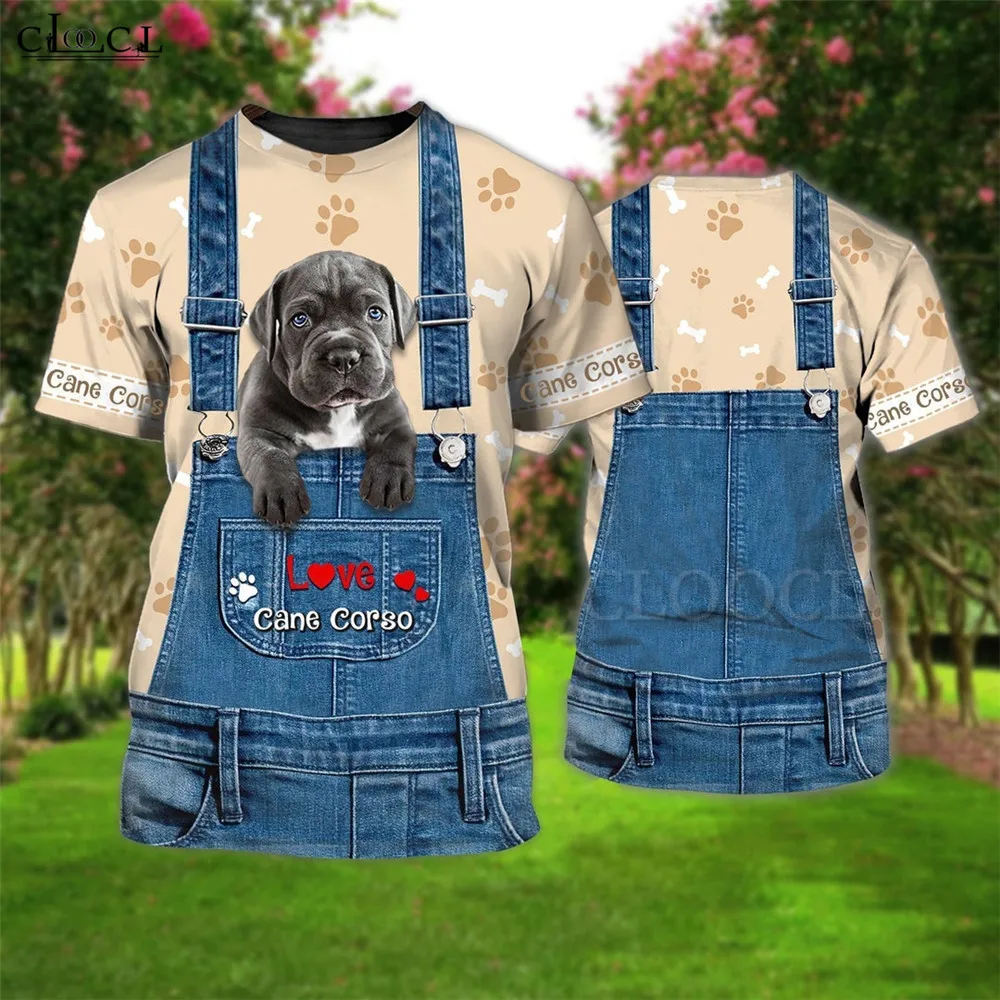 

CLOOCL Love Animals T-Shirts 3D Graphic Cane Corso Puppies Overalls Tops Casual Pullover Tees Fashion Men Clothing Dropshipping