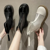 boots shoes round toe low rock mid calf rubber lolita summer ladies autumn mid calf solid slip on rome cotton fabric mid calf