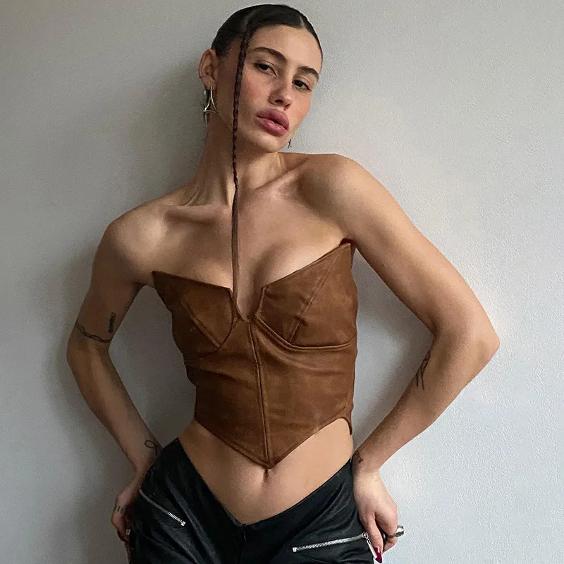 

One-shoulder Urban Summer Women's Shirt Vest Fairycore Cardigan Goth Solid Color Tunics Casual Pulovers Sleeveless Arcane Zipper