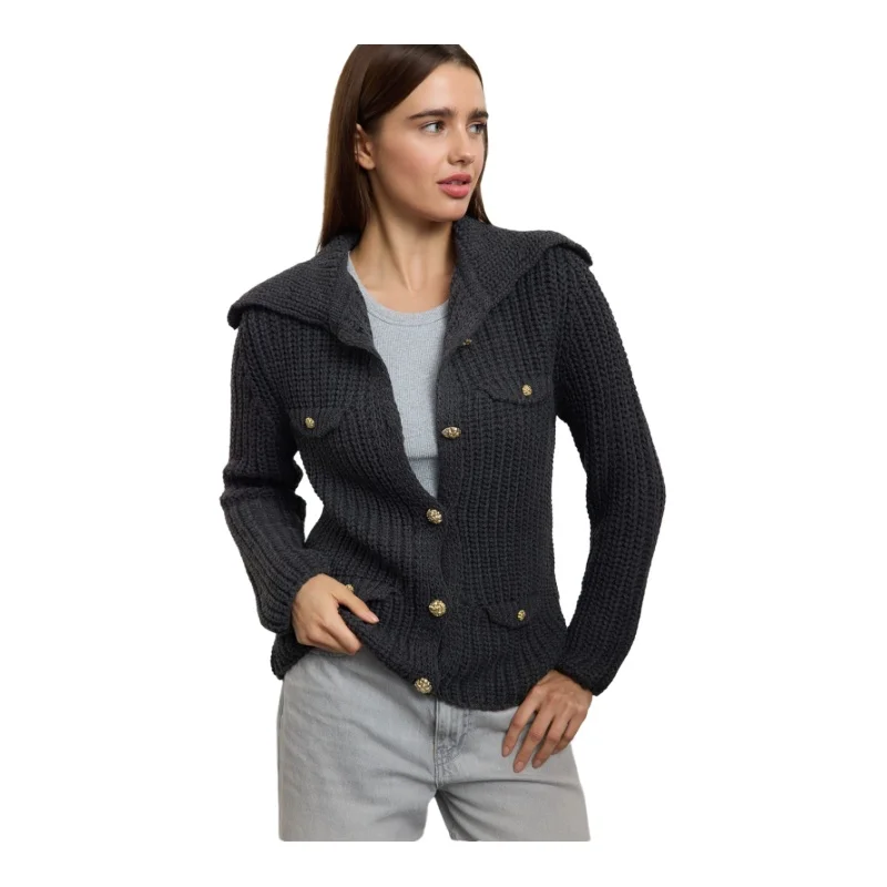 Trendyol TYZA женский кардиган повседневный стандартный крой трикотаж с отложным