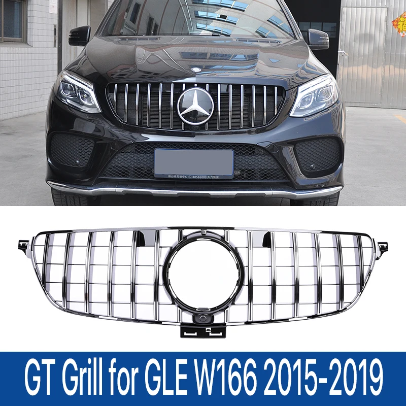 

Передний бампер для Mercedes Benz GLE Class W166, Алмазный гриль panamerica GT, серебристый, черный, 2015, 2016, 2017, автомобильные аксессуары
