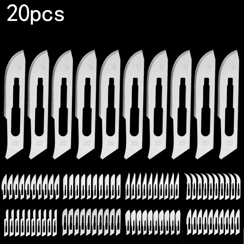 20pcs Stainless Steel ESurgical Scalpel Blade Ngraving & Wood Carving Tool 10# 11# 12# 15# 20# 22# 23# 24# Blades Scalpel Craft