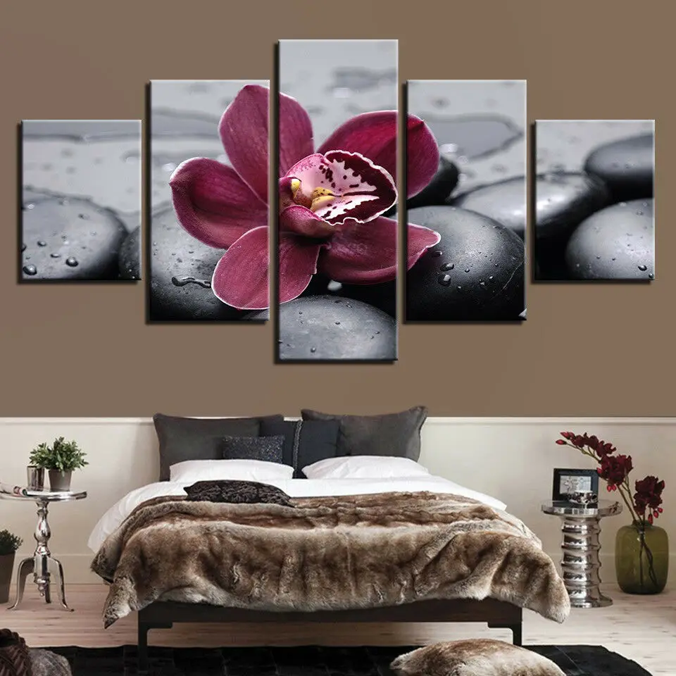 

5 шт., Декоративная Настенная картина «Орхидея», 5 панелей