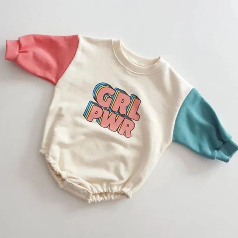 

Baby Girl Clothes Spring Mother Kids Letter Print Patchwork Bodysuit + Sweatshirts for Newborns Cotton Young Children's Clothing