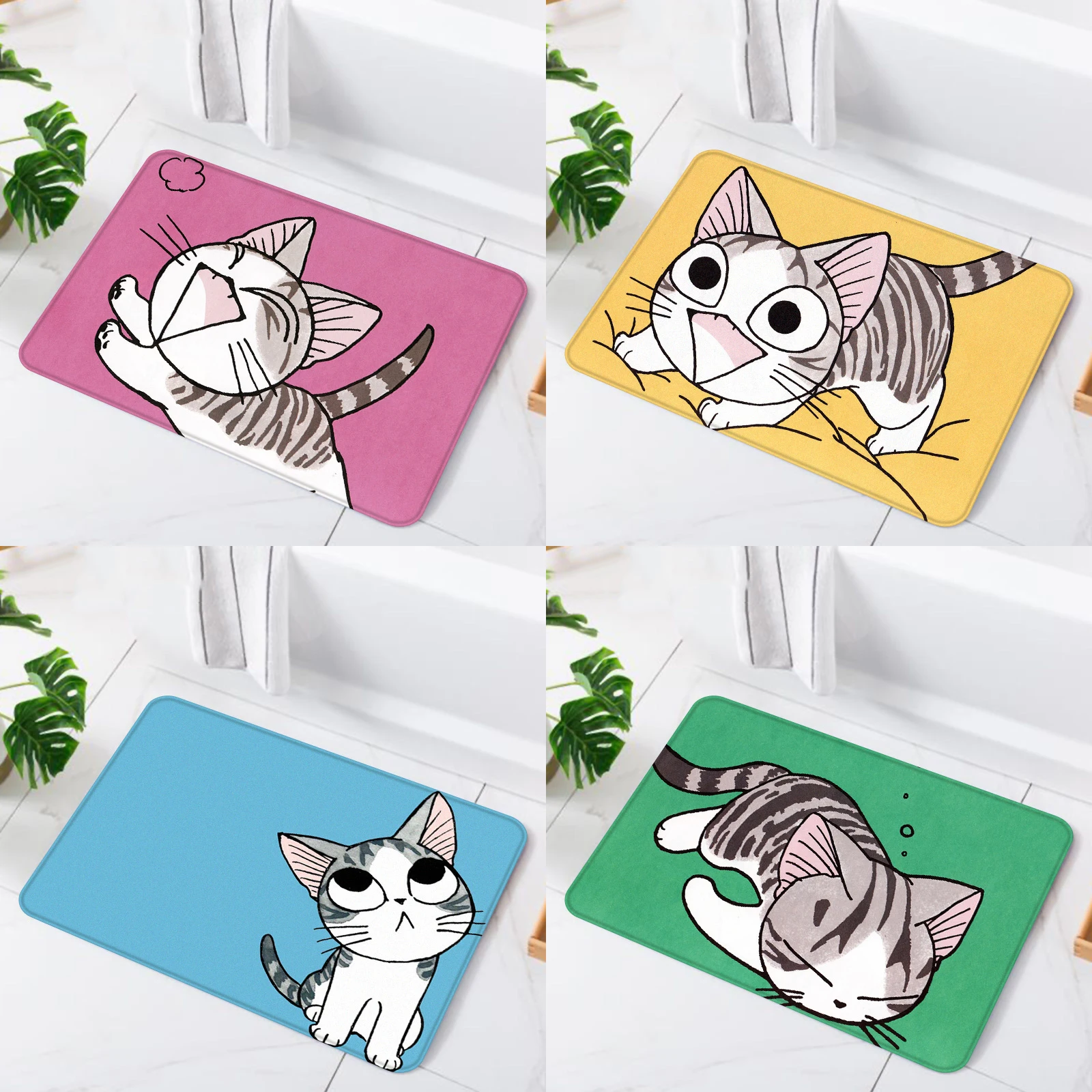 

KAWAII Cartoon Cat Kitchen Rug Bathroom Mat Kleed Floor Mat Cute Welcome Home Hogar Door Mats Doormat for Entrance Door 40x60