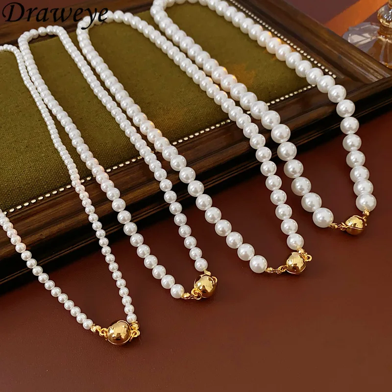 Ожерелья Draweye с жемчугом для женщин элегантные модные украшения в французском