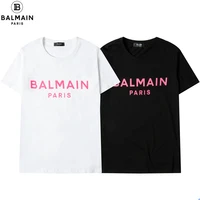 balmain mens and womens unisex reflective letter printed round neck short sleeve all match t shirt