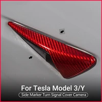 model 3y car accessories body camera protective cover for tesla model 3y accessories real red carbon fiber replacement parts