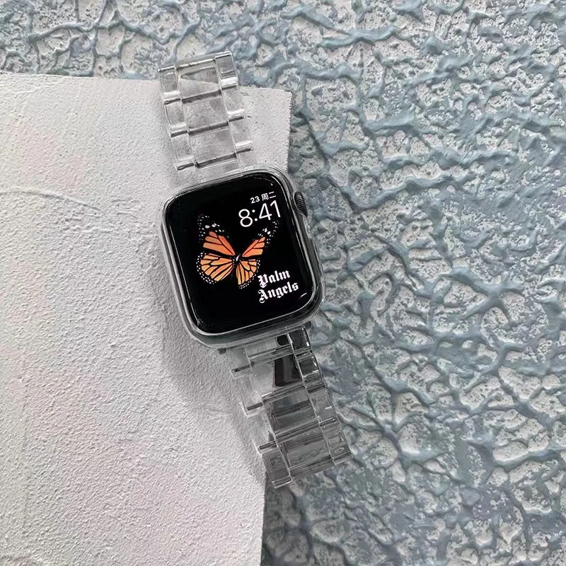 

Transparent Watch Strap for Apple Watch SE 7 Series 44MM 40MM Watchbands Strap on smart iWatch 6 5 4 3 2 1 42mm 38mm bracelet