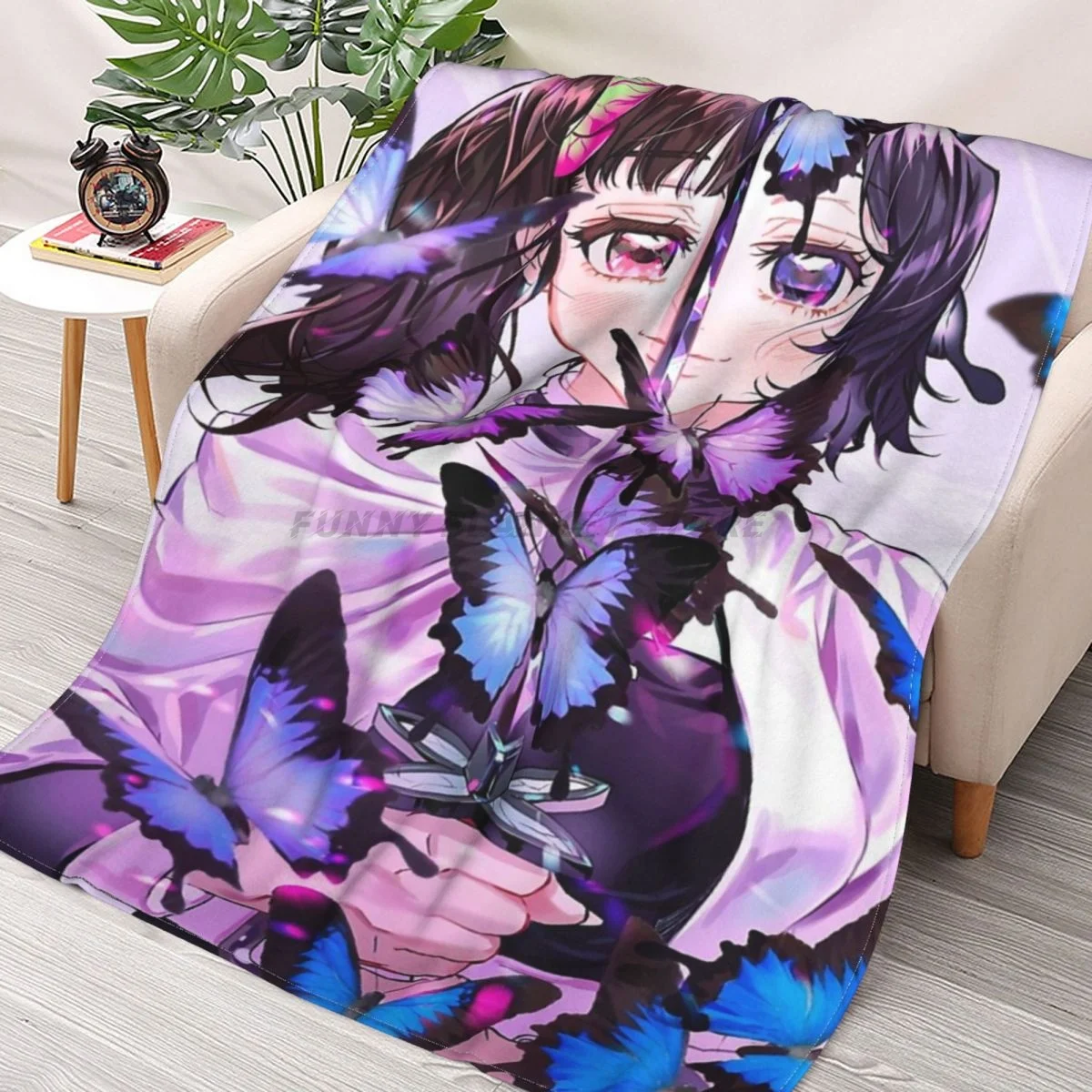 

Kanao Tsuyuri X Kocho Shinobu Throws Blankets Collage Flannel Ultra-Soft Warm picnic blanket bedspread on the bed