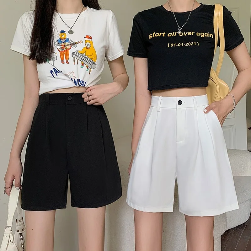 

Wide-leg Pants Loose Casual Pants Women's Spring 2022 New High-waisted Slim Suit Shorts Thin Five-point Pants Hot Pants