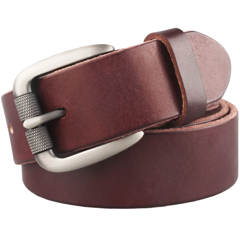 Natural Leather Belt Men's Hard Metal Matte Buckle Men's Original Leather Belt 105-150cm Jeans Belt Screw Accessories