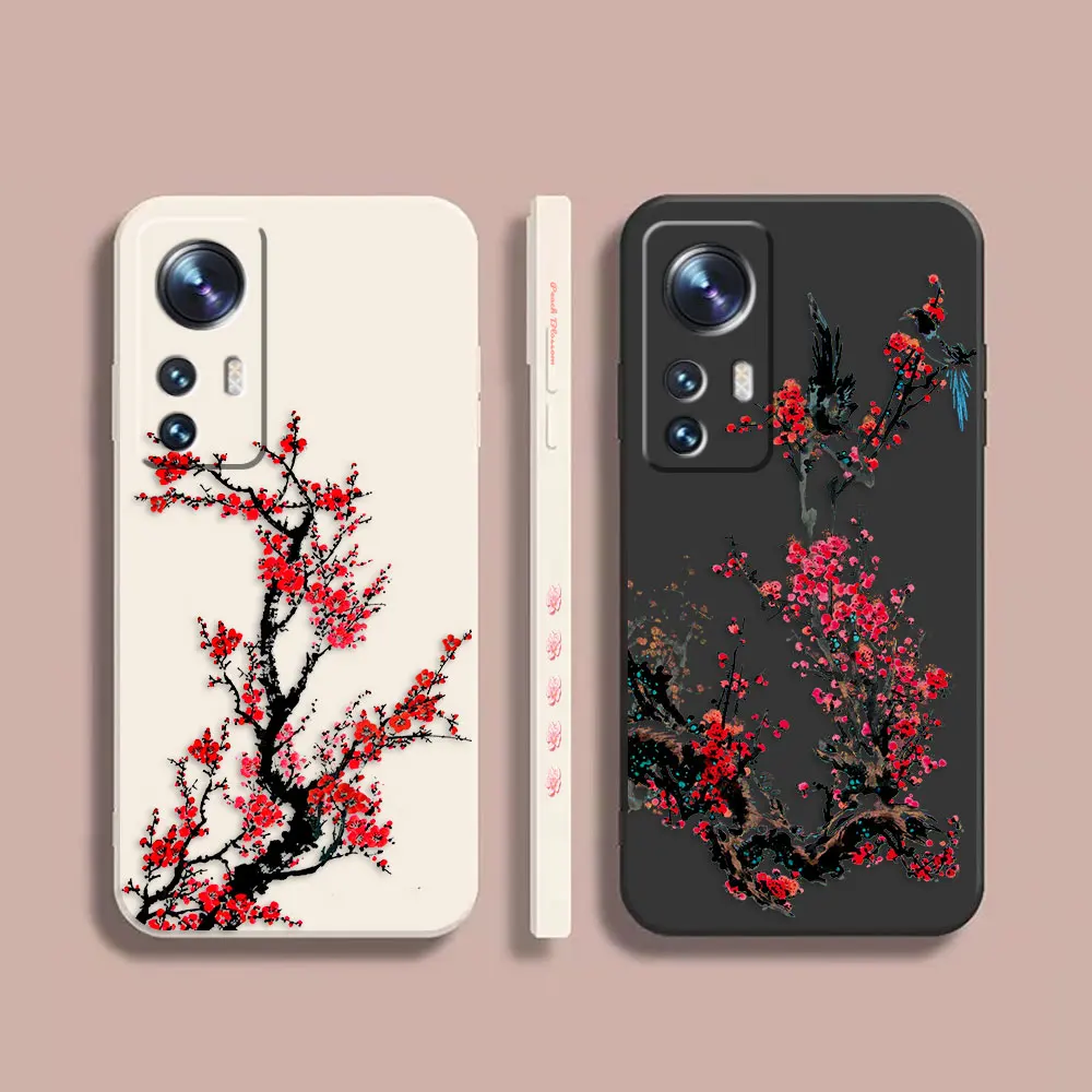 

Phone Case For Xiaomi 13 12 12T 12S 11 11T 10 10S 9 Pro Ultra Lite Colour Case Cover Funda Cqoue Shell Capa Pretty Plum Blossom