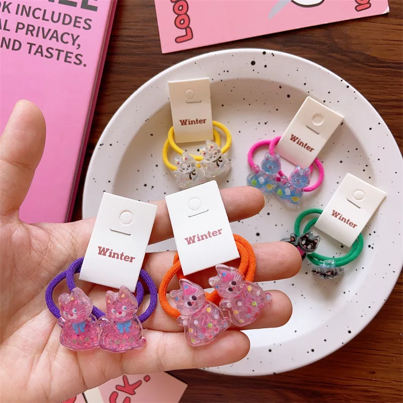 Новые корейские милые детские резинки для волос с котом акриловая прозрачная