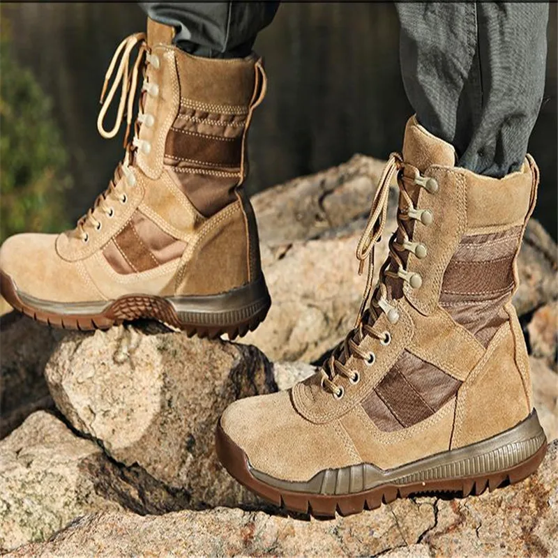 

Ботинки мужские кожаные в стиле милитари, высокие рабочие ботинки, спецназ, тактические боевые, для отдыха на открытом воздухе, Осень-зима