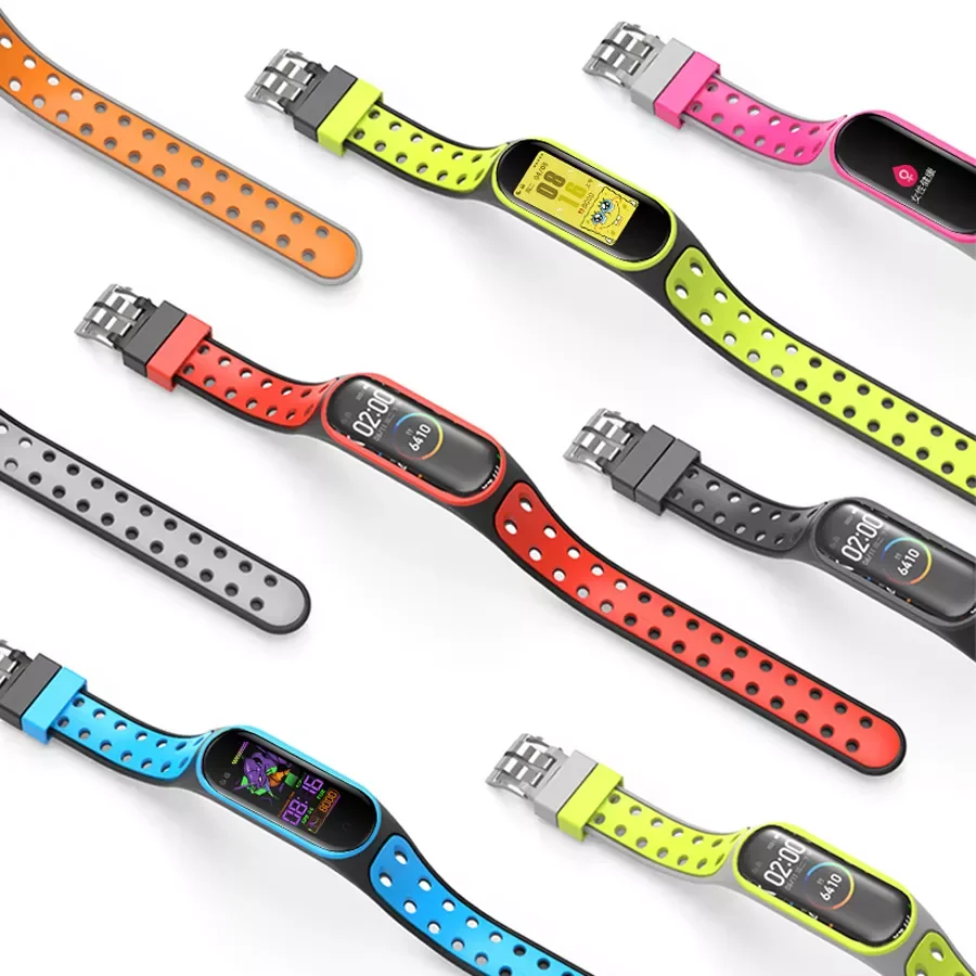 

Replacement Ventilate Sport Soft Wrist Strap for Miband 6 5 4 3 Wristband For Xiaomi Mi Band 3 4 5 6 Glitter Strap