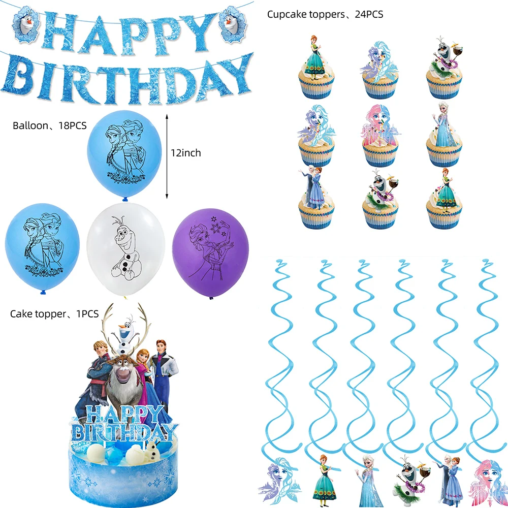 Frozen Anna and Elsa Princess blue Birthday Party Decorations kids Disposable Tableware Birthday Party Decorations Supplies Fro