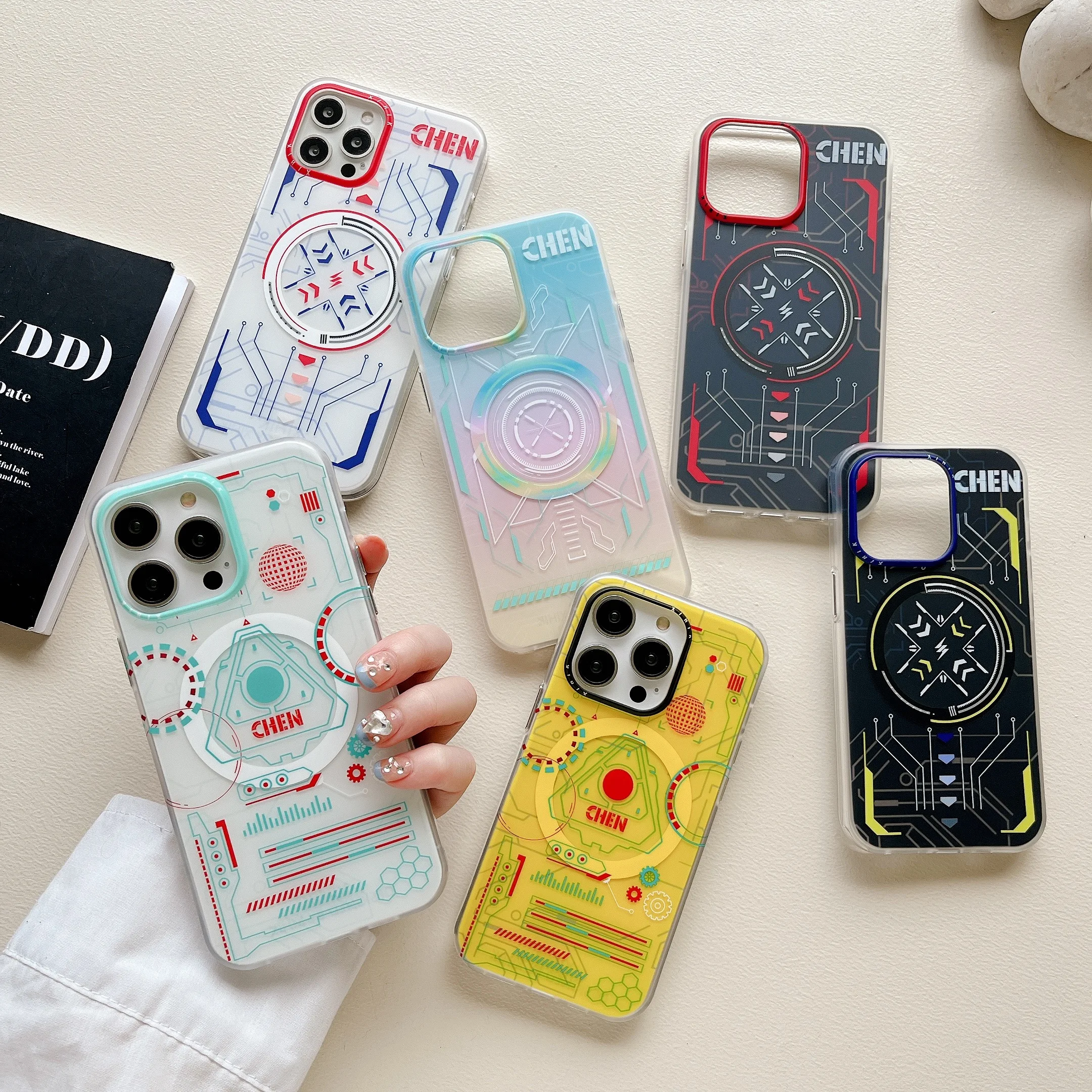 

Magnetic suction is applicable to iPhone14promax mobile phone case mechanical style cool 13promax men's frosted 12pro silicone