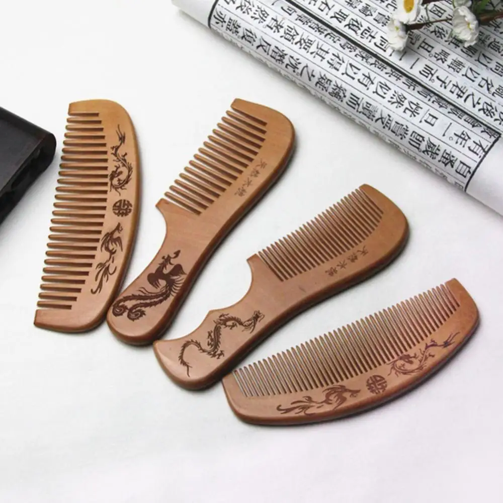 

Уход за волосами гребень дракон феникс гравировка персиковое дерево Здоровый Массаж Антистатическая расческа