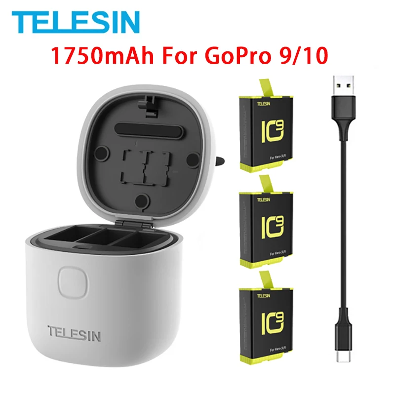 3 шт./упаковка зарядное устройство 1750 мАч для GoPro 9 10 | Электроника