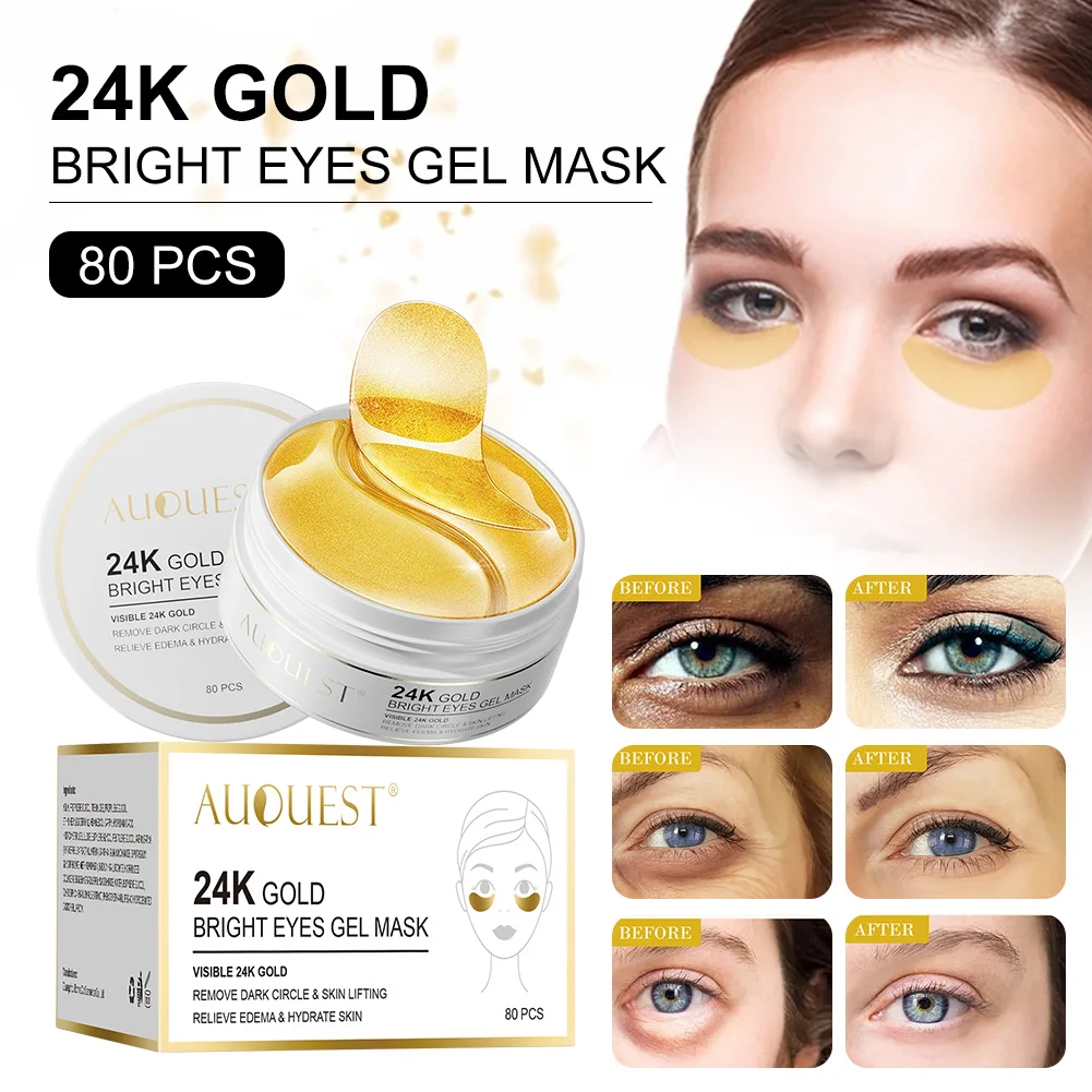 

80Pcs 24K Gold Moisturizing Eye Mask Patch Crystal Collagen Anti Aging Wrinkle Lift and Tighten Eye Patches Skin Care For Women
