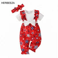 summer baby girl clothes star printed bodysuit for kids newborn overalls patchwork bowknots babys rompers red infant clothing