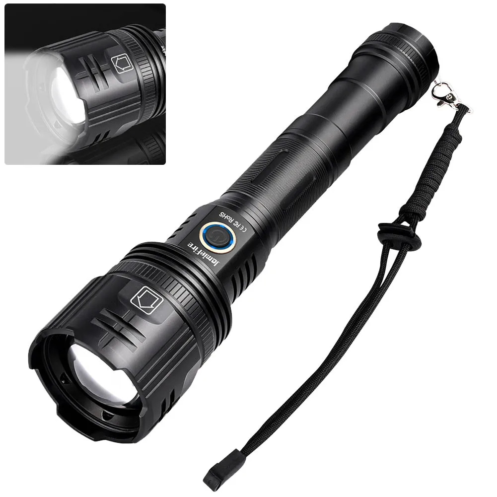 30W White Lasers Flashlight USB Telescopic Zoom Torch LED Longrange Strong Light 3000 Lumens Rechargeable Lamp Portablea Torch