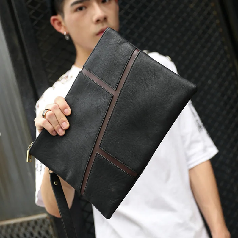 

Fashion Men's Business Envelope Clutch Bags 2021 Designer Trend Handbags Shoulder Bag Male High Quality Leather Clutches Wallets
