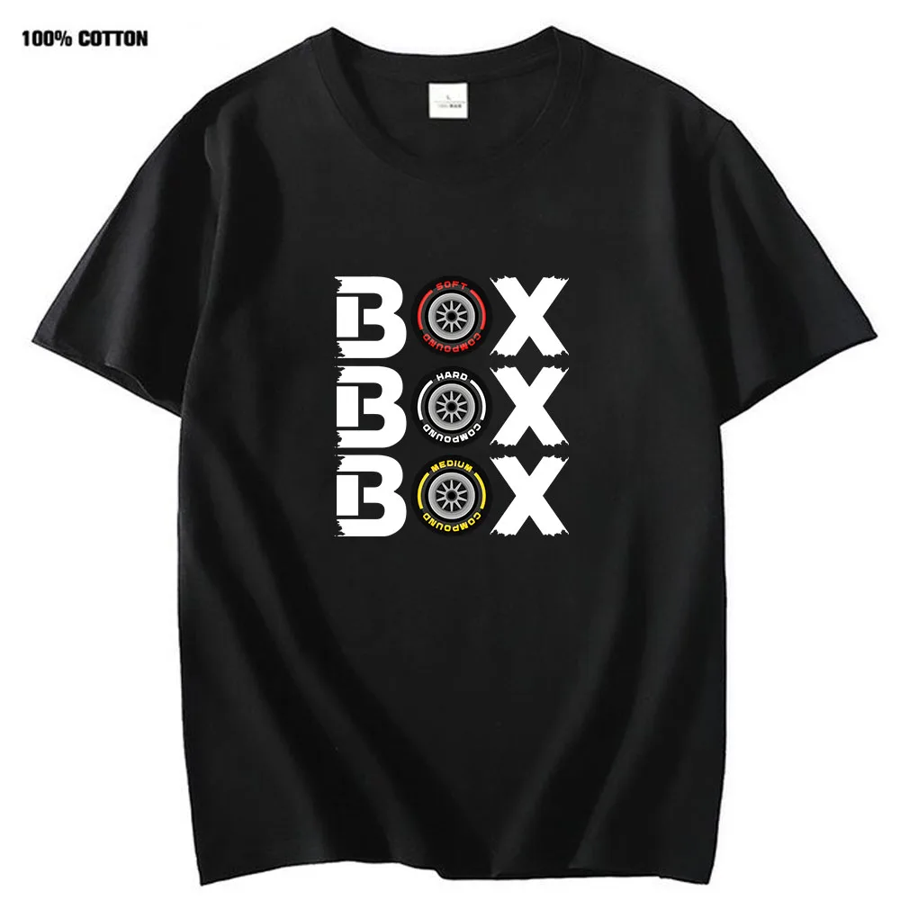 Box Box Box F1 Tyre Compound V2 Tshirt Women's Short Sleeve Top 100%cotton Oversized Funny Video Games Men Clothing Y2k Clothes