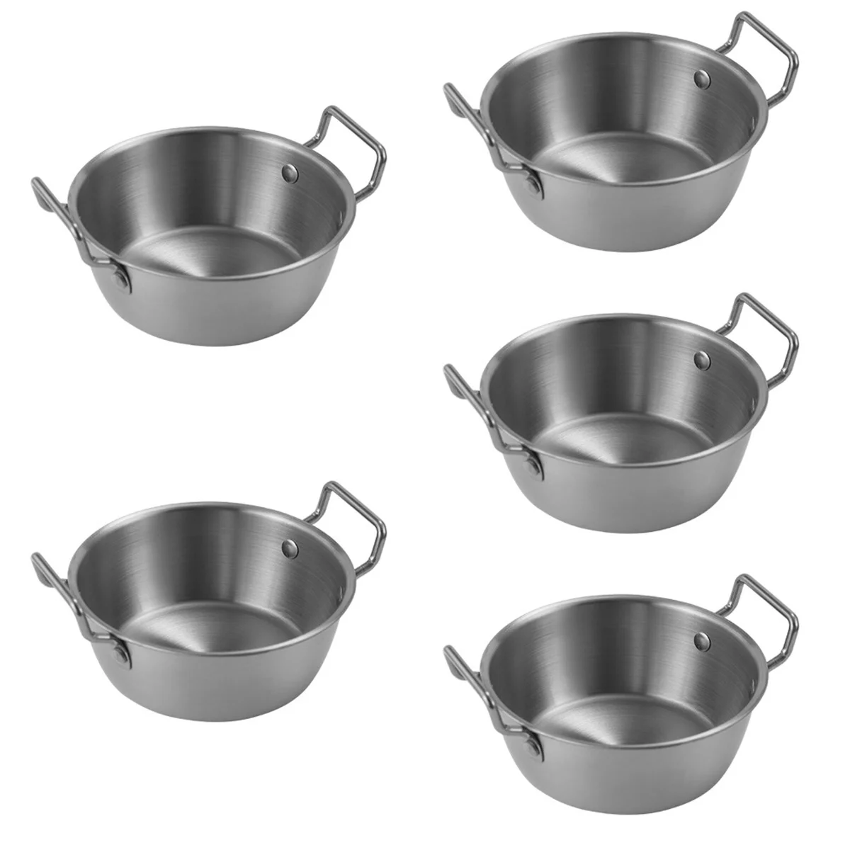 

5x Container Stainless Steel Bowl Round Snack Storage Basket Fruit Salad Bowl for Canteen Hotel Kitchen Home
