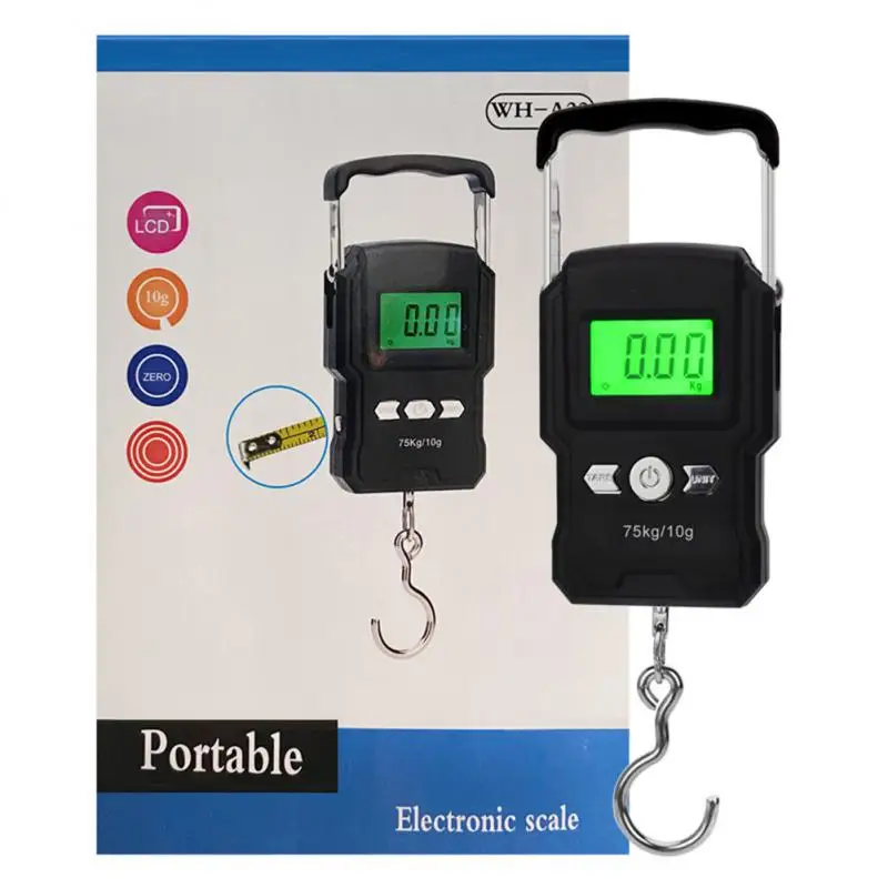 

10g-75kg Portable Handheld Electronic Fishing Scale With Ruler And LED Screen USB Charging Multi-purpose Electronic Spring Scale