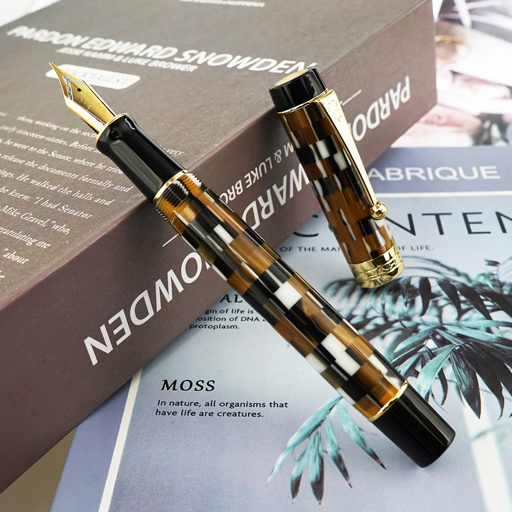 

Jinhao 100 Centennial каучуковая перьевая ручка коричневая Шахматная ручка EF/F/M/изогнутая фоторучка с конвертером для письма в деловом офисе