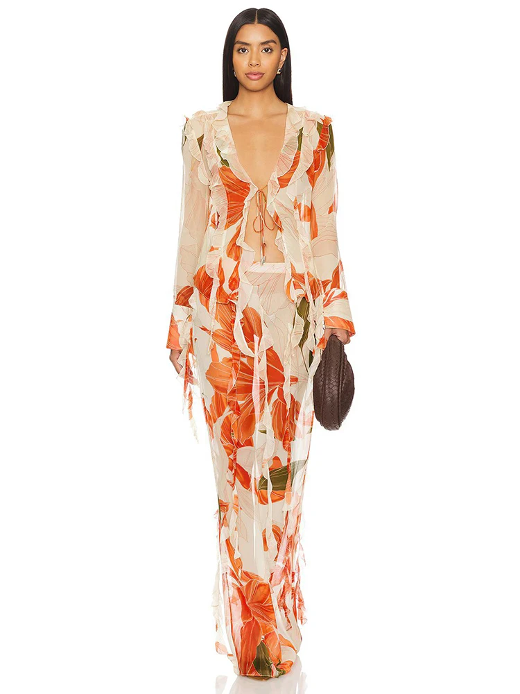 Женский пляжный костюм из двух предметов с принтом VC сексуальный V-образным