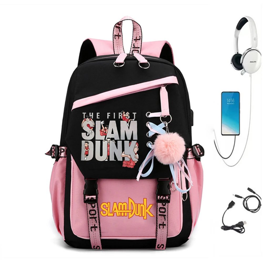 

Anime The First Slam Dunk Women Backpack Usb Backpacks School Bag Girl Backpack Shoulder Bags Sohohoku High Basketball Mochila