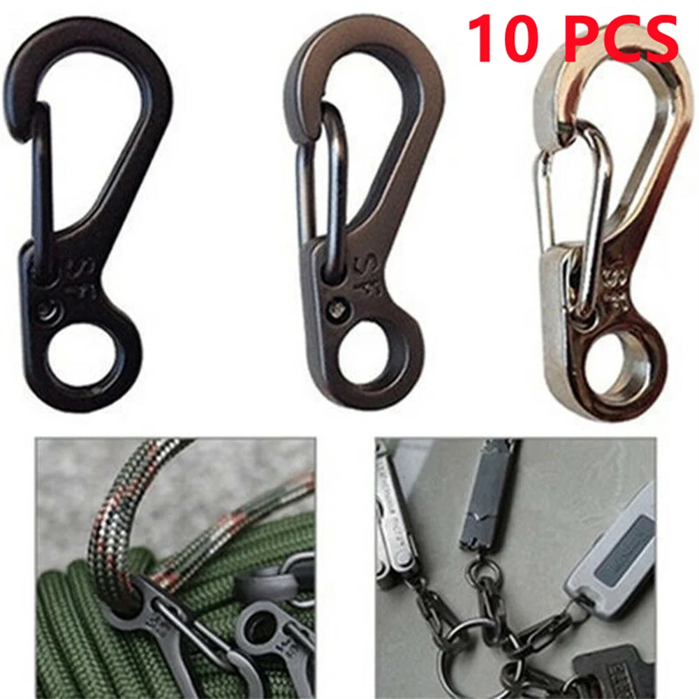 

10pcs Mini Carabiner EDC-Gear Snap Spring Clips Hook Climbing Survival SF Backpack Clasps Keychain Stainless Steel D-ring Buckle